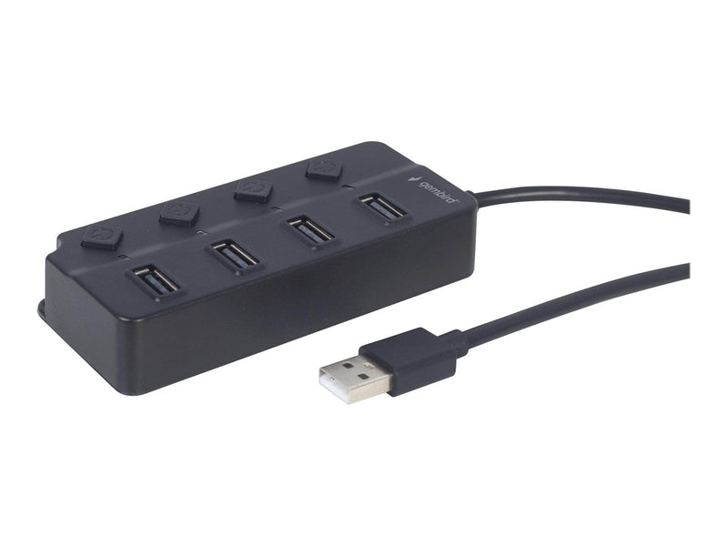 Gembird UHB-U2P4P-01 - hub - with switches - 4 ports USB-Hubs - 4 - Schwarz
