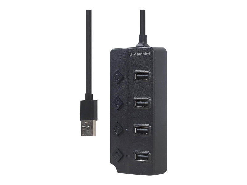 Gembird UHB-U2P4P-01 - hub - with switches - 4 ports USB-Hubs - 4 - Schwarz