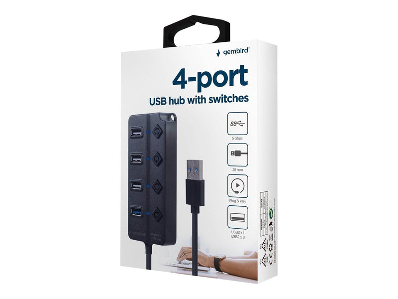 Gembird - hub - 4-port silver - 4 ports USB-Hubs - 4 - silber