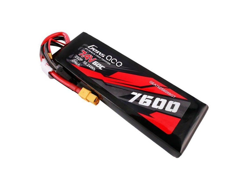 Gens ace &Tattu G-Tech 7600mAh 7.4V 60C 2S2P Lipo Battery PC mat Battery
