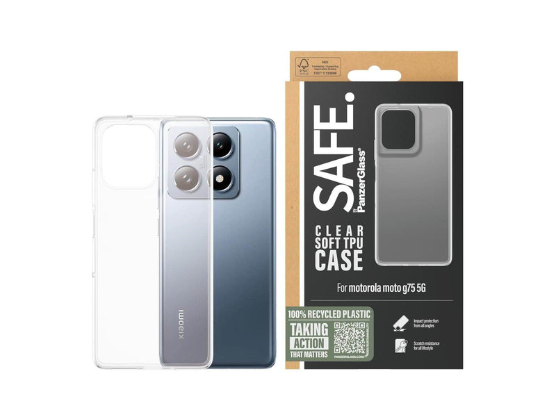 SAFE. by PanzerGlass TPU Case Transparent Moto G75 5G | Ultra-Wide Fit