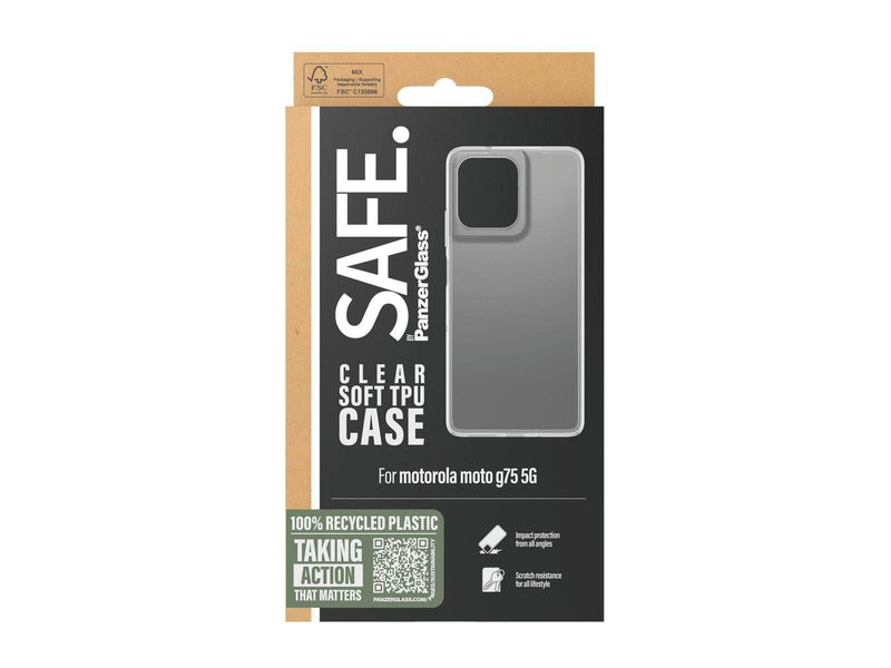 SAFE. by PanzerGlass TPU Case Transparent Moto G75 5G | Ultra-Wide Fit