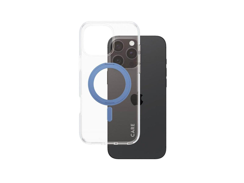 CARE by PanzerGlass Feature Case Transparent w. Blue Kickstand & MagSafe iPhone 16 Pro Max