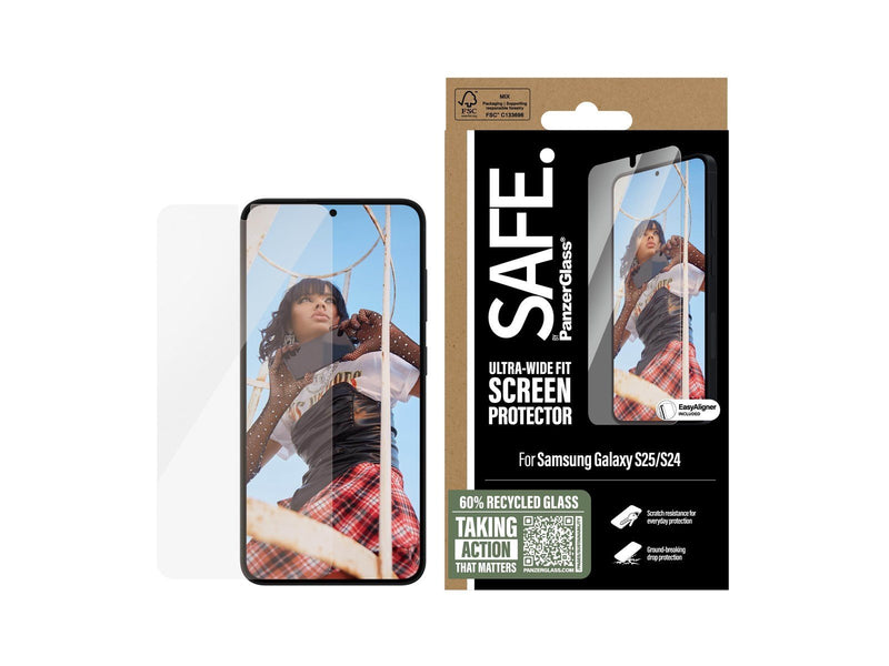 SAFE. by PanzerGlass Screen Protector Samsung Galaxy S25 | Ultra-Wide Fit w. Aligner