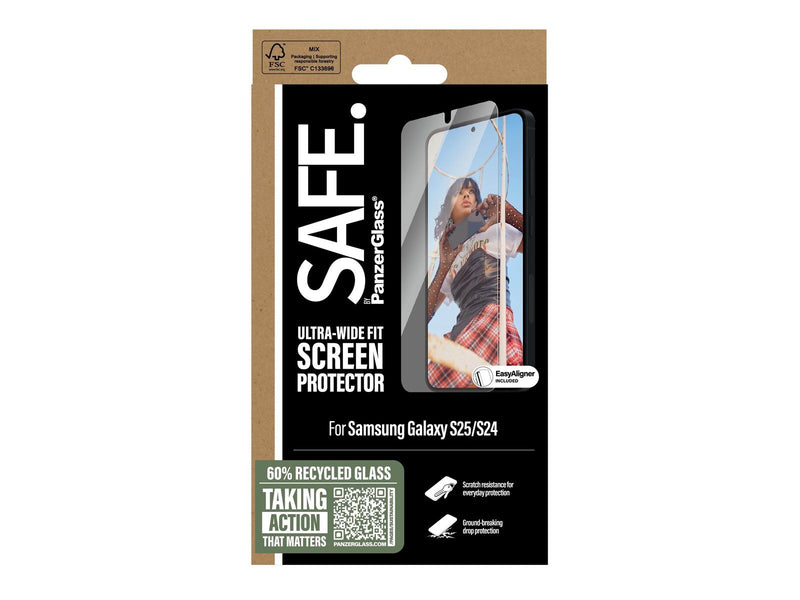 SAFE. by PanzerGlass Screen Protector Samsung Galaxy S25 | Ultra-Wide Fit w. Aligner