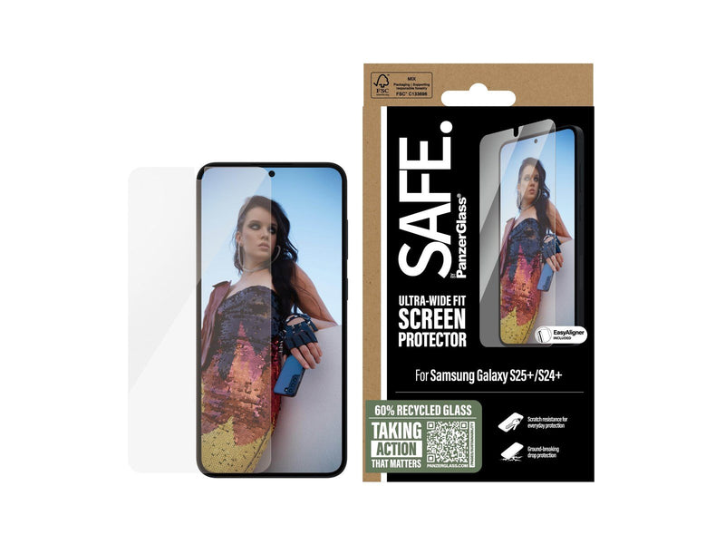 SAFE. by PanzerGlass Screen Protector Samsung Galaxy S25 | Ultra-Wide Fit w. Aligner