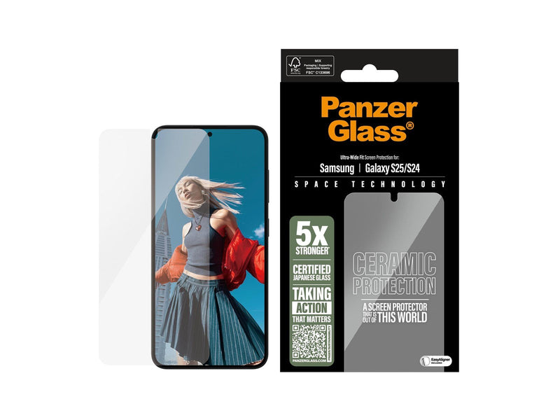 PanzerGlass Ceramic Screen Protector Samsung Galaxy S25 | Ultra-Wide Fit