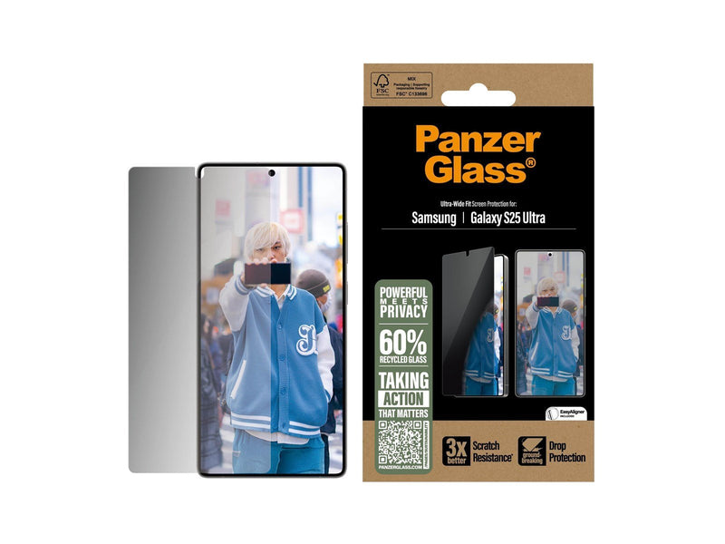 PanzerGlass Privacy Screen Protector Samsung Galaxy S25 Ultra | Ultra-Wide Fit