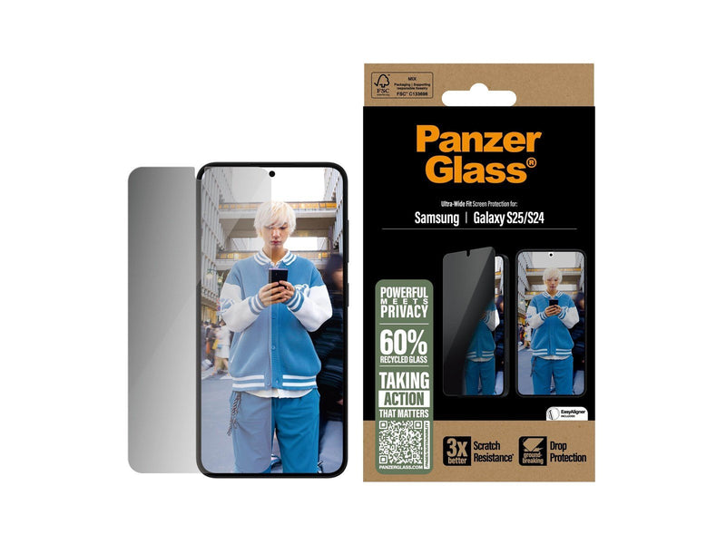 PanzerGlass Privacy Screen Protector Samsung Galaxy S25 | Ultra-Wide Fit