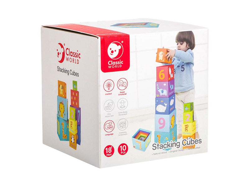 Classic World - Stacking Blocks Numbers and Animals 10pcs.