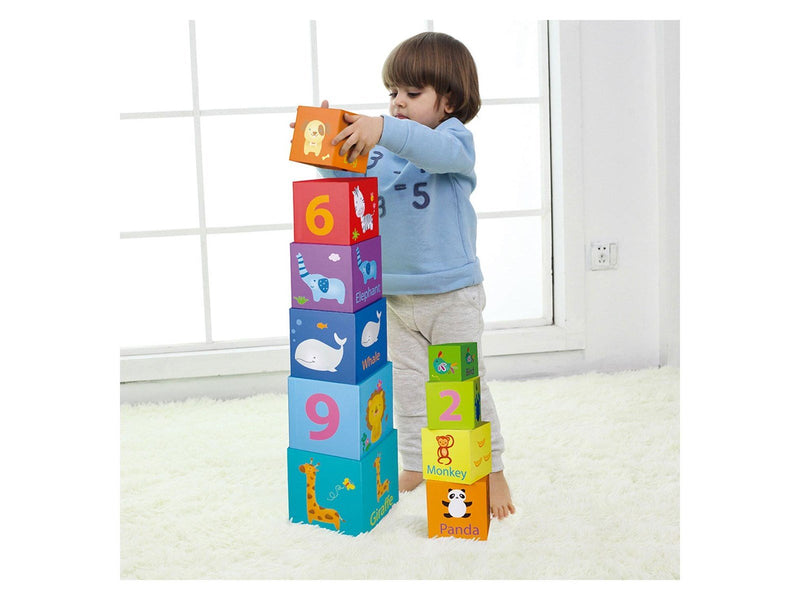 Classic World - Stacking Blocks Numbers and Animals 10pcs.