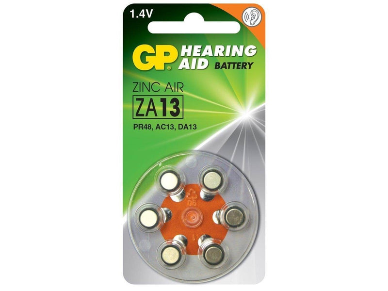 GP Zinc Air Button Cell ZA13 (PR48) - Dial of 6 - Brown