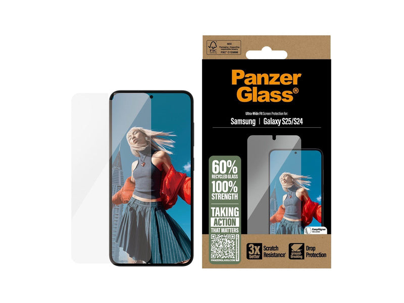 PanzerGlass Screen Protector Samsung Galaxy S25 | Ultra-Wide Fit