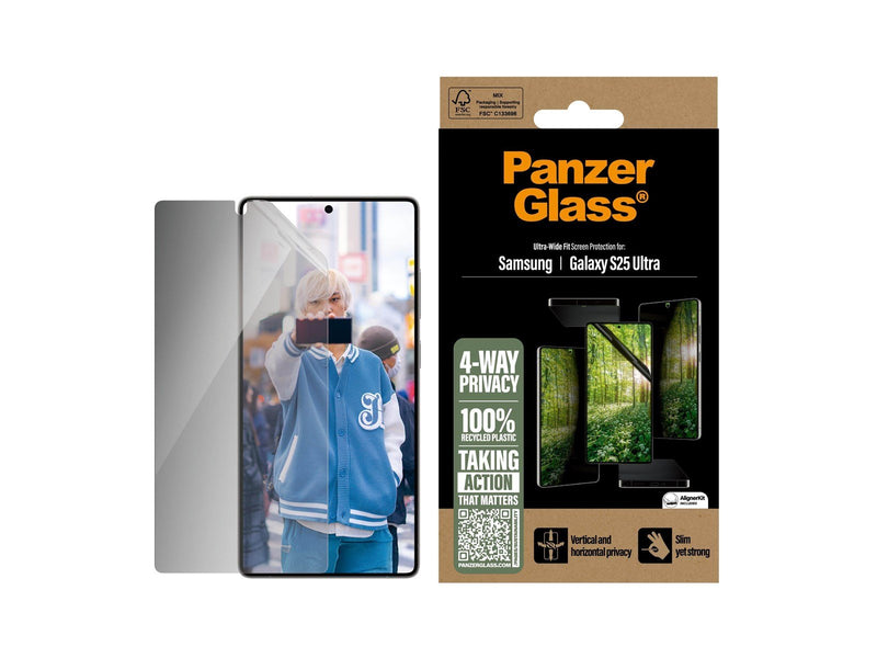 PanzerGlass ECO MATRIX 4-way Privacy Screen Protector Samsung Galaxy S25 Ultra | Ultra-wide Fit