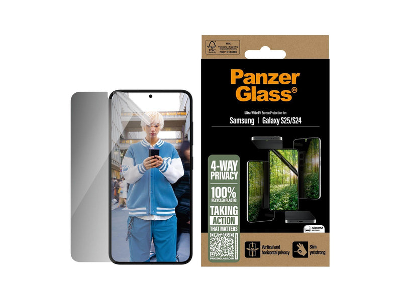 PanzerGlass ECO MATRIX 4-way Privacy Screen Protector Samsung Galaxy S25 | Ultra-wide Fit