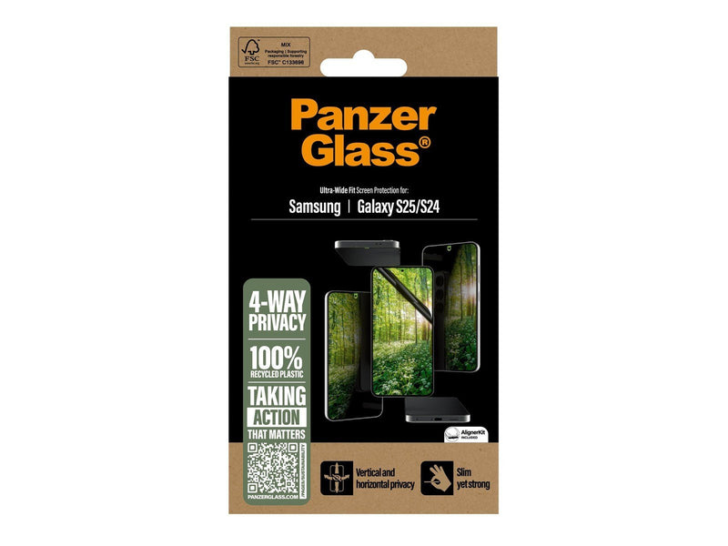 PanzerGlass ECO MATRIX 4-way Privacy Screen Protector Samsung Galaxy S25 | Ultra-wide Fit