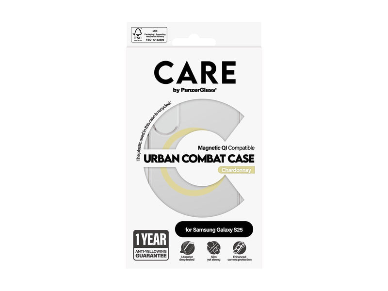 CARE by PanzerGlass Flagship Case Transparent Urban Combat w. Chardonnay QI Compatible Samsung Galaxy S25