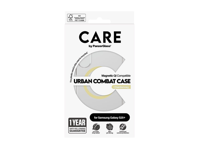 CARE by PanzerGlass Flagship Case Transparent Urban Combat w. Chardonnay QI Compatible Samsung Galaxy S25
