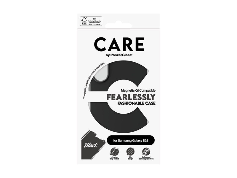 CARE by PanzerGlass Fashionable Case Black w. QI Compatible Samsung Galaxy S25