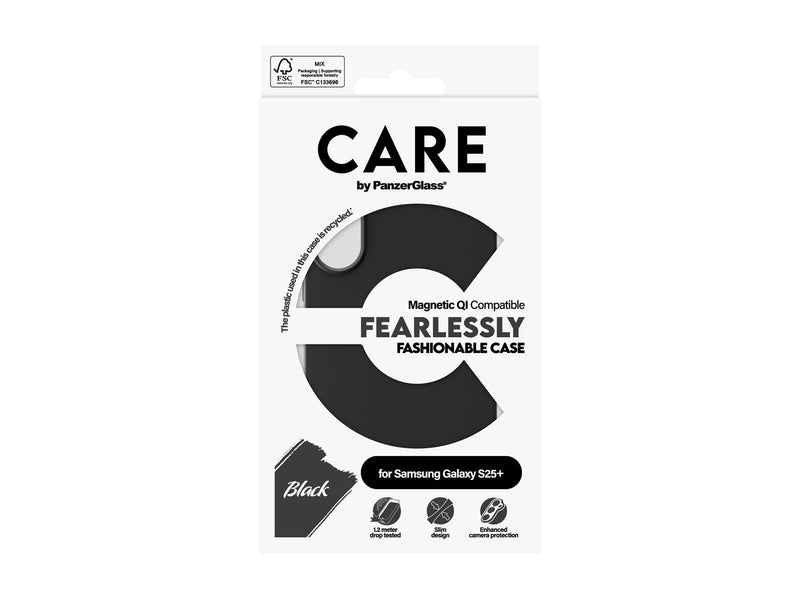 CARE by PanzerGlass Fashionable Case Black w. QI Compatible Samsung Galaxy S25