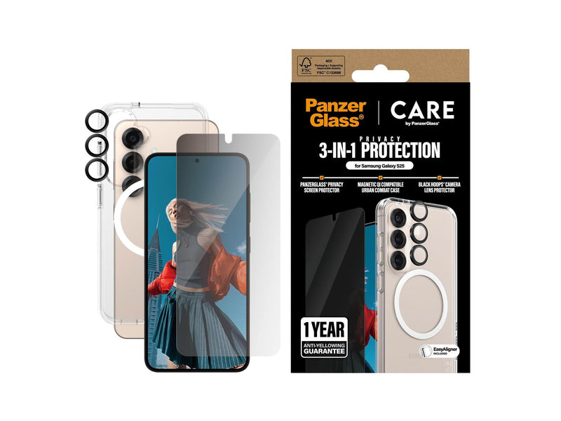 CARE by PanzerGlass Flagship 3-in-1 Privacy Bundle Samsung Galaxy S25