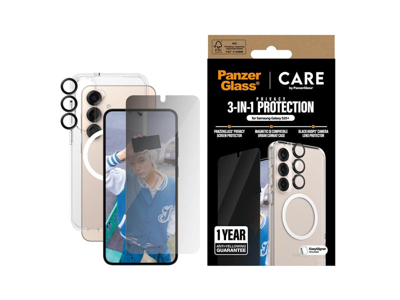CARE by PanzerGlass Flagship 3-in-1 Privacy Bundle Samsung Galaxy S25