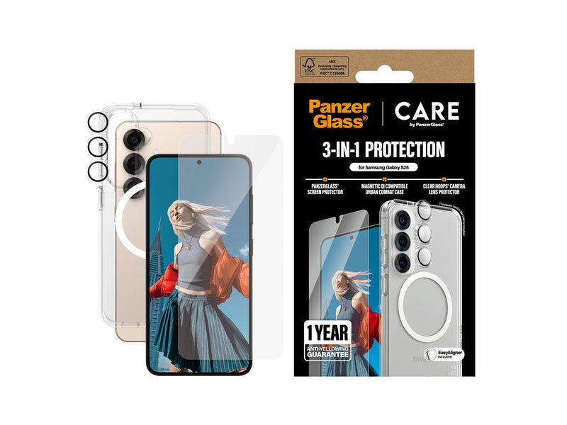 CARE by PanzerGlass Flagship 3-in-1 Bundle Samsung Galaxy S25