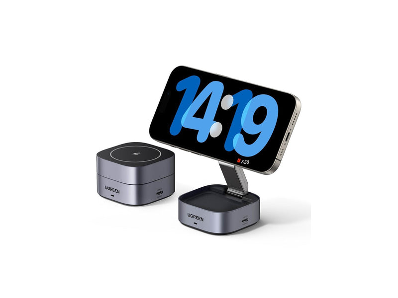 UGREEN 2-in-1 Magsafe To Qi Wireless Charger For Phone / Headphones With Usb-C Port - Black