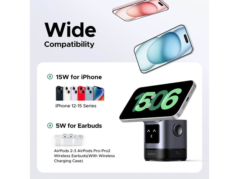 UGREEN Uno 2 In 1 Wireless Charger-Qi2 15w Wireless Charging
