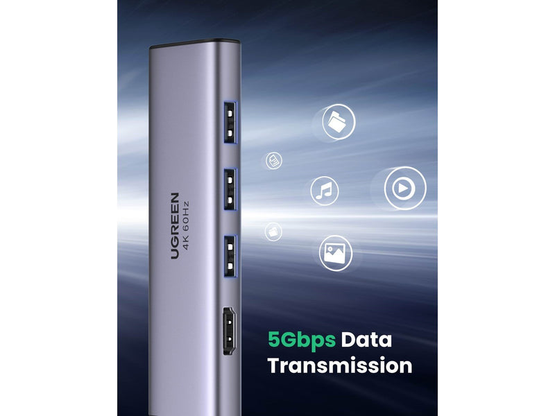 UGREEN 6-In-1 Usb C Hub 4k@60hz USB-Hubs - 6 - silber