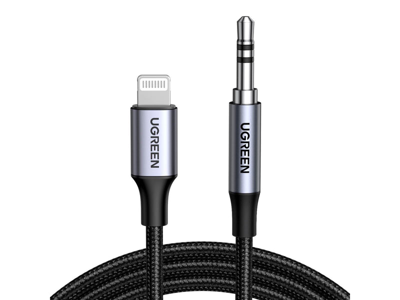 UGREEN Lightning To 3.5mm Aux Cable Aluminum Shell With Braided 1m (Black)