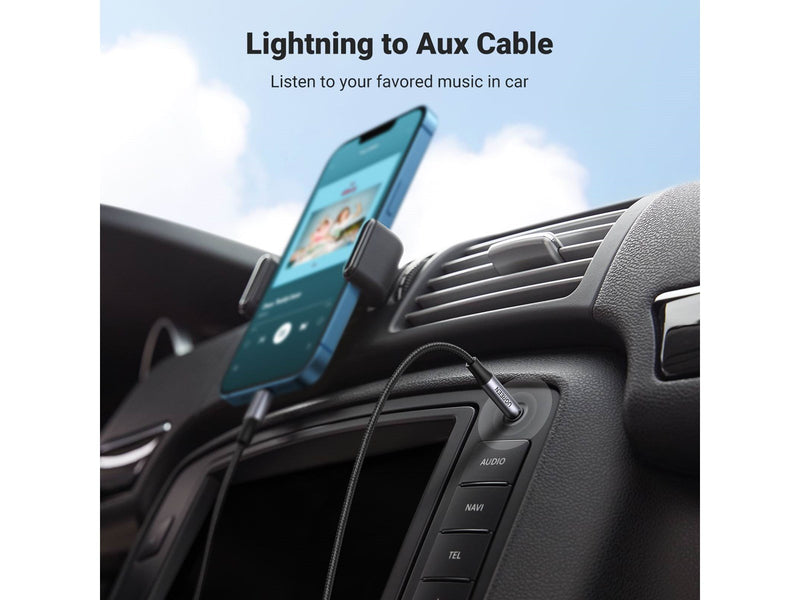 UGREEN Lightning To 3.5mm Aux Cable Aluminum Shell With Braided 1m (Black)