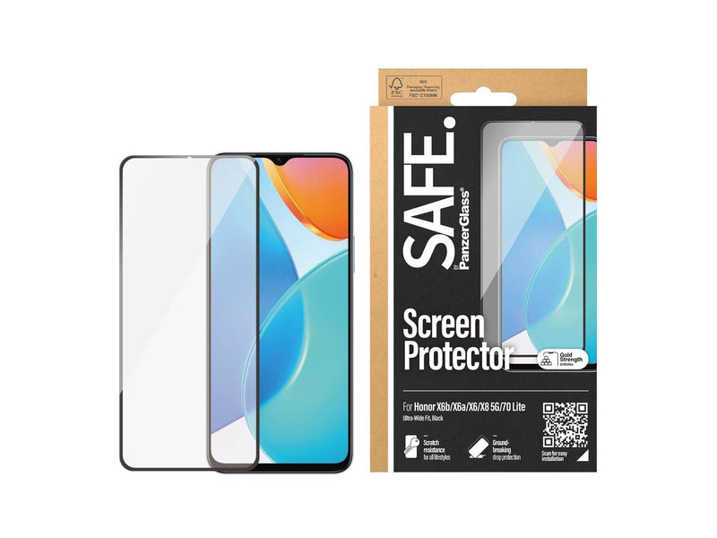 SAFE. by PanzerGlass Screen Protector Honor X6A l X6 l X6B 4G l X8 5G l 70 lite | Ultra-Wide Fit