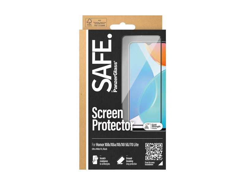 SAFE. by PanzerGlass Screen Protector Honor X6A l X6 l X6B 4G l X8 5G l 70 lite | Ultra-Wide Fit