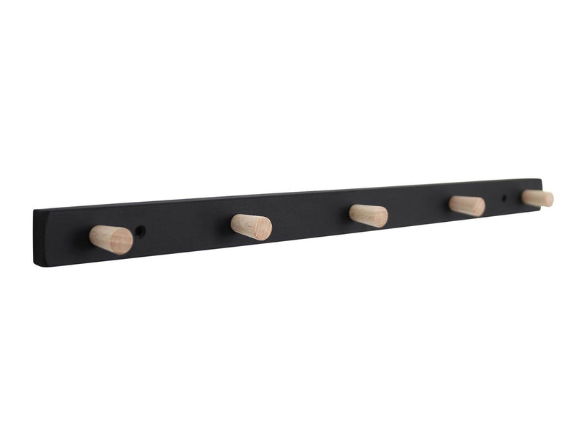 Homeit coat rack with 5 hooks 50 cm black/natural hook beech