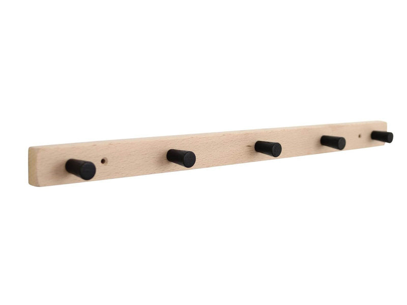 Homeit coat rack with 5 hooks 50 cm natural/black hook beech