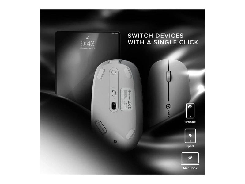 ALOGIC Echelon - mouse - rechargeable - 2.4 GHz Bluetooth 5.0 - white - Maus (Weiß)