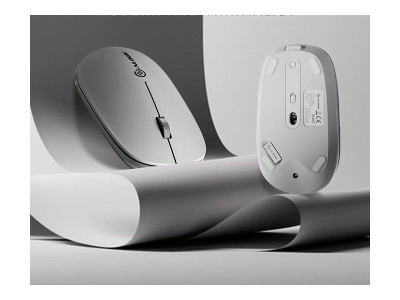 ALOGIC Echelon - mouse - rechargeable - 2.4 GHz Bluetooth 5.0 - white - Maus (Weiß)