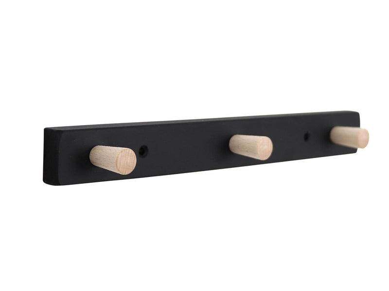 Homeit coat rack with 3 hooks 28 cm black/natural hook beech