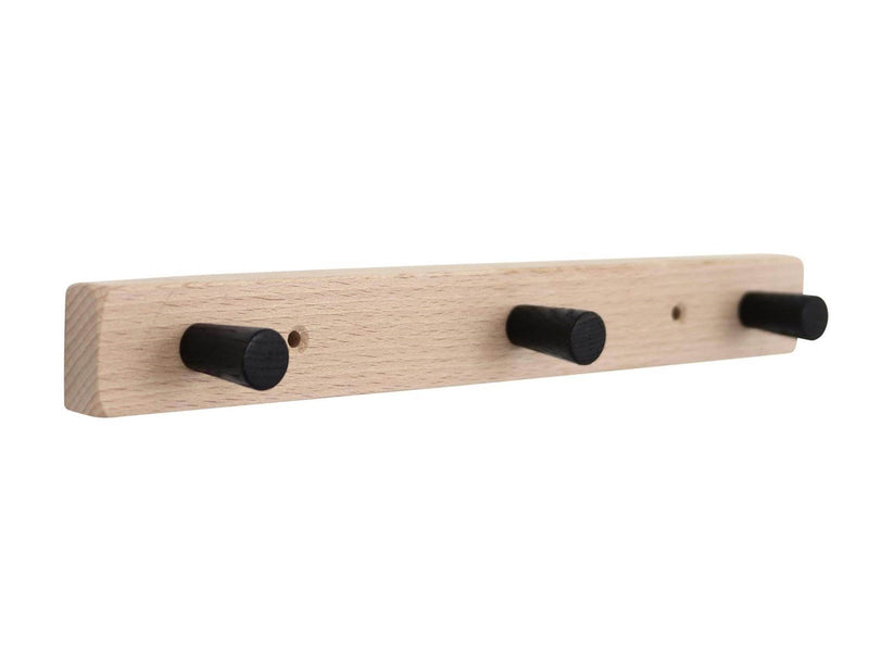 Homeit coat rack with 3 hooks 28 cm natural/black hook beech