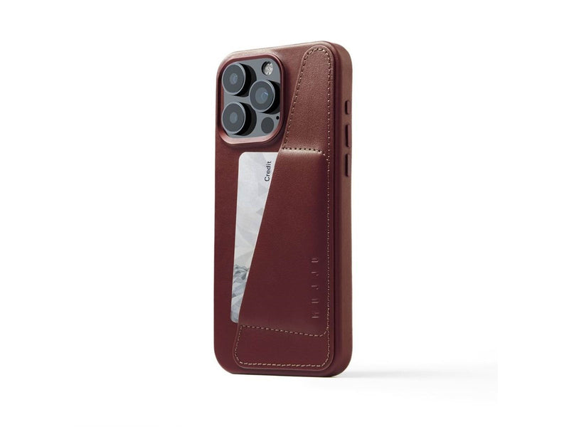 Mujjo iPhone 15 Pro Max Wallet Leather Case - Burgundy