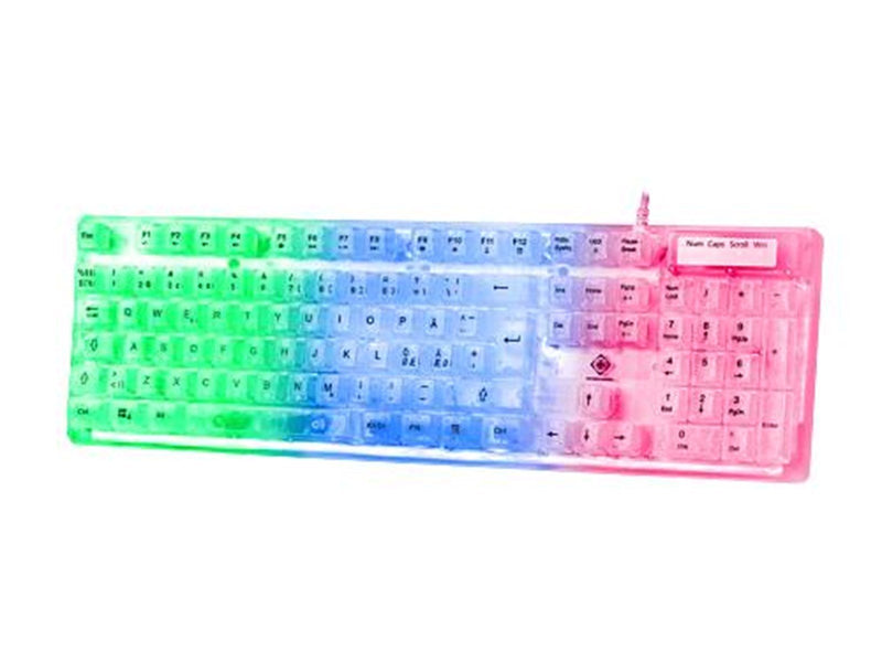 Deltaco DK250 Transparent Gaming Keyboard - Gaming Tastaturen - Nordisch - Transparent