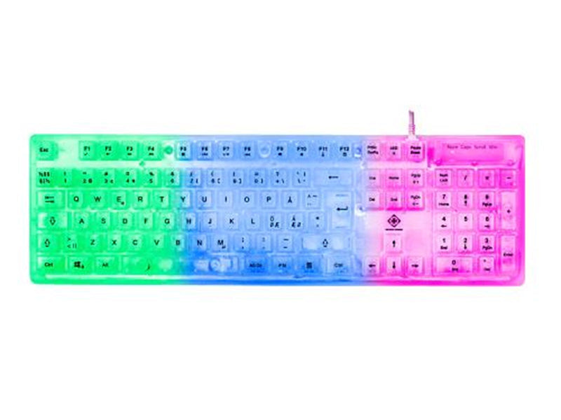 Deltaco DK250 Transparent Gaming Keyboard - Gaming Tastaturen - Nordisch - Transparent