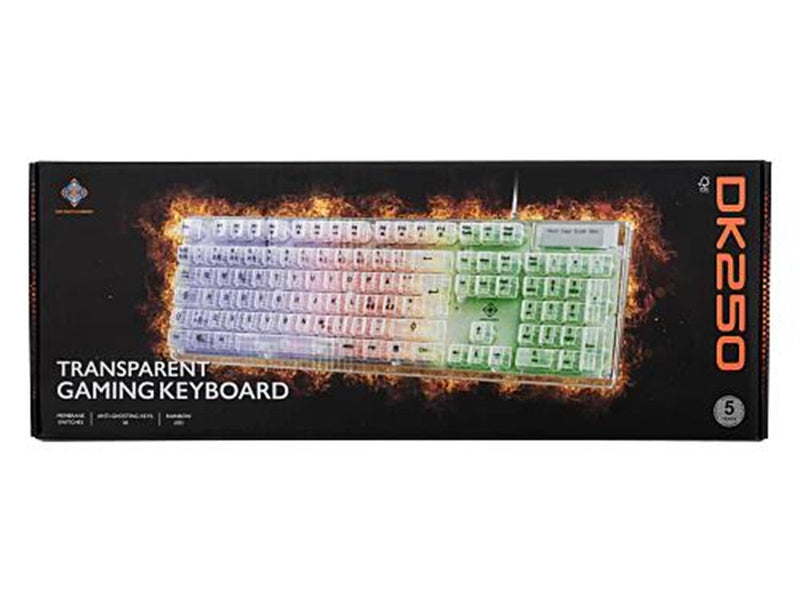 Deltaco DK250 Transparent Gaming Keyboard - Gaming Tastaturen - Nordisch - Transparent