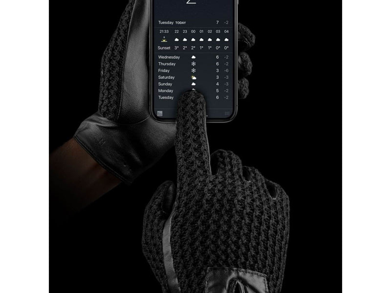 Mujjo Leather Crochet Touchscreen Gloves Size 8.5