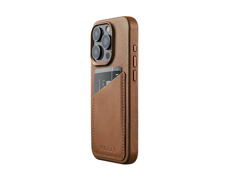 Mujjo iPhone 15 Pro Wallet Leather Case - Tan