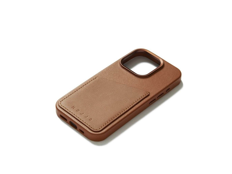 Mujjo iPhone 15 Pro Wallet Leather Case - Tan
