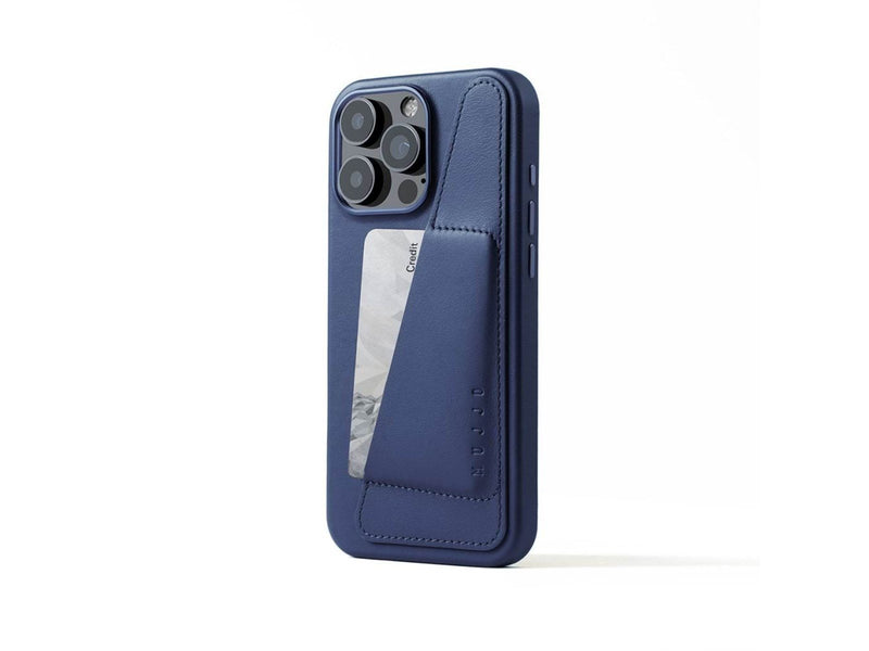 Mujjo Wallet Leather Case for iPhone 16 Pro Max - Blue