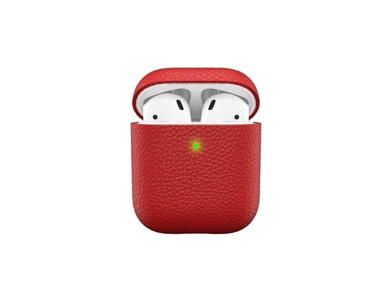 KeyBudz PodSkinz Artisan Series Leather Case - Handcrafted Leather Case for your Airpods - Red