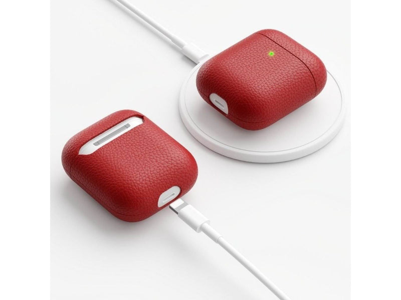 KeyBudz PodSkinz Artisan Series Leather Case - Handcrafted Leather Case for your Airpods - Red
